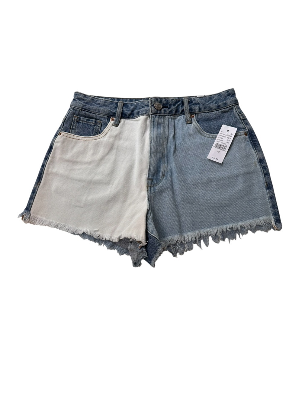 NWT PacSun High Rise Festival Two-Tone Colorblock Denim Shorts, 28